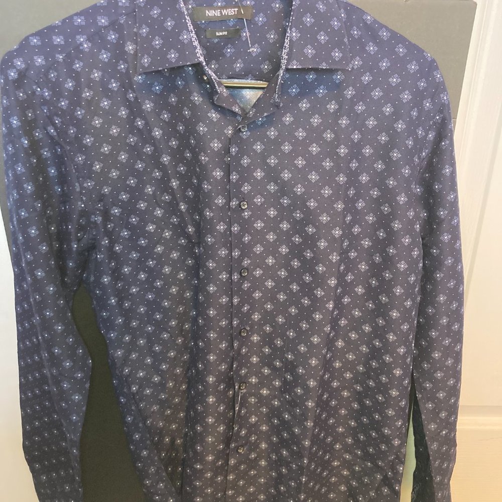Navy Luxury Dress Shirt- Nine West- NWT!- 50% Off Retail! - Picture 2 of 11
